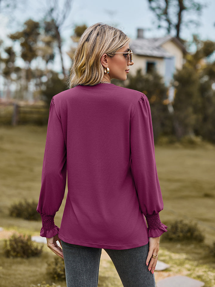 Notched Flounce Sleeve Blouse — view 21