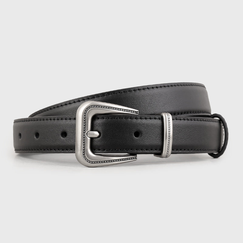 Silver Buckle Leather Belt