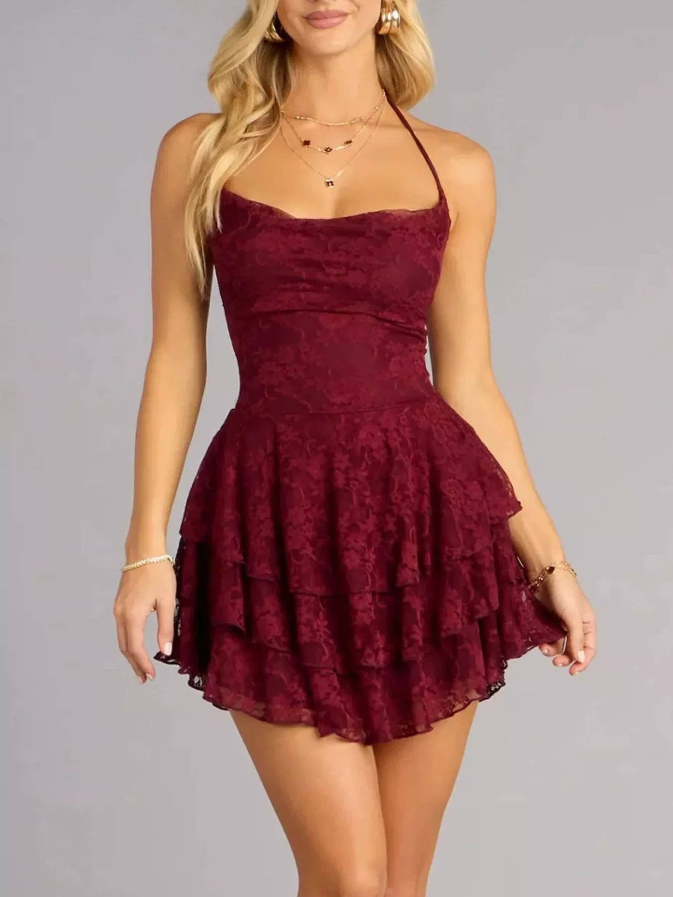 Lace Halter Mini Dress