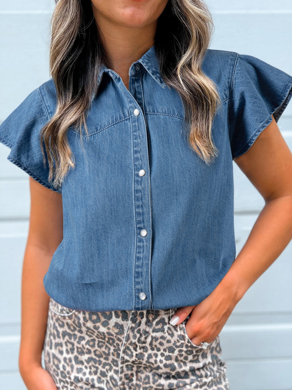Ruffled Short Sleeve Shirt