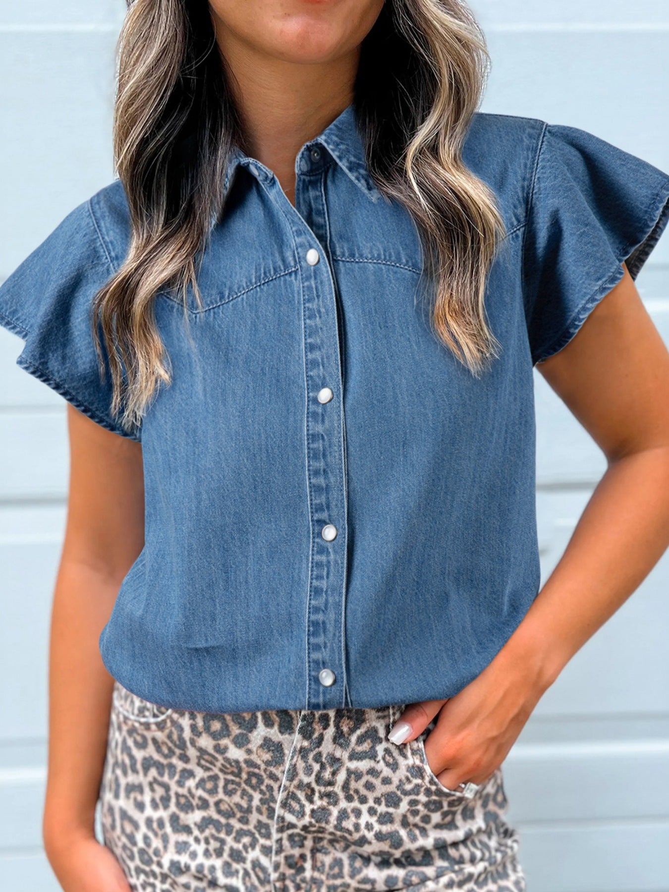 Ruffled Short Sleeve Shirt