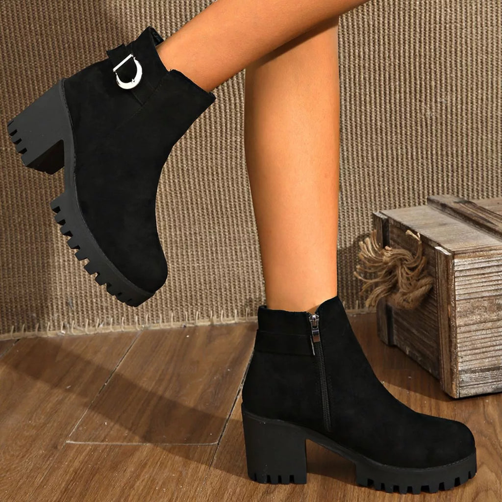 Round Toe Block Heels Boots — view 6