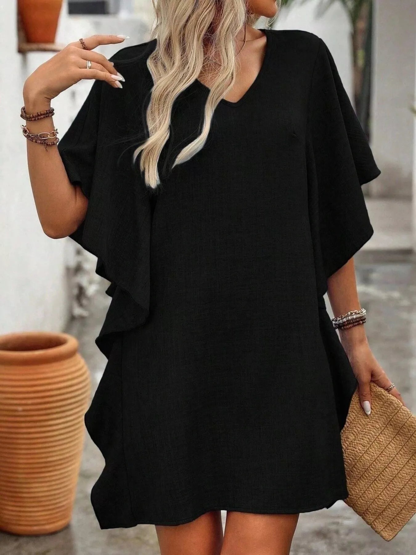 Flutter V-Neck Mini Dress — view 7