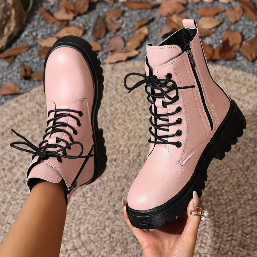 Lace-Up Ankle Combat Boots — view 10