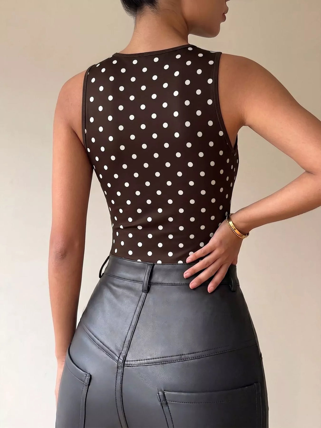 Polka Dot Cowl Bodysuit — view 7