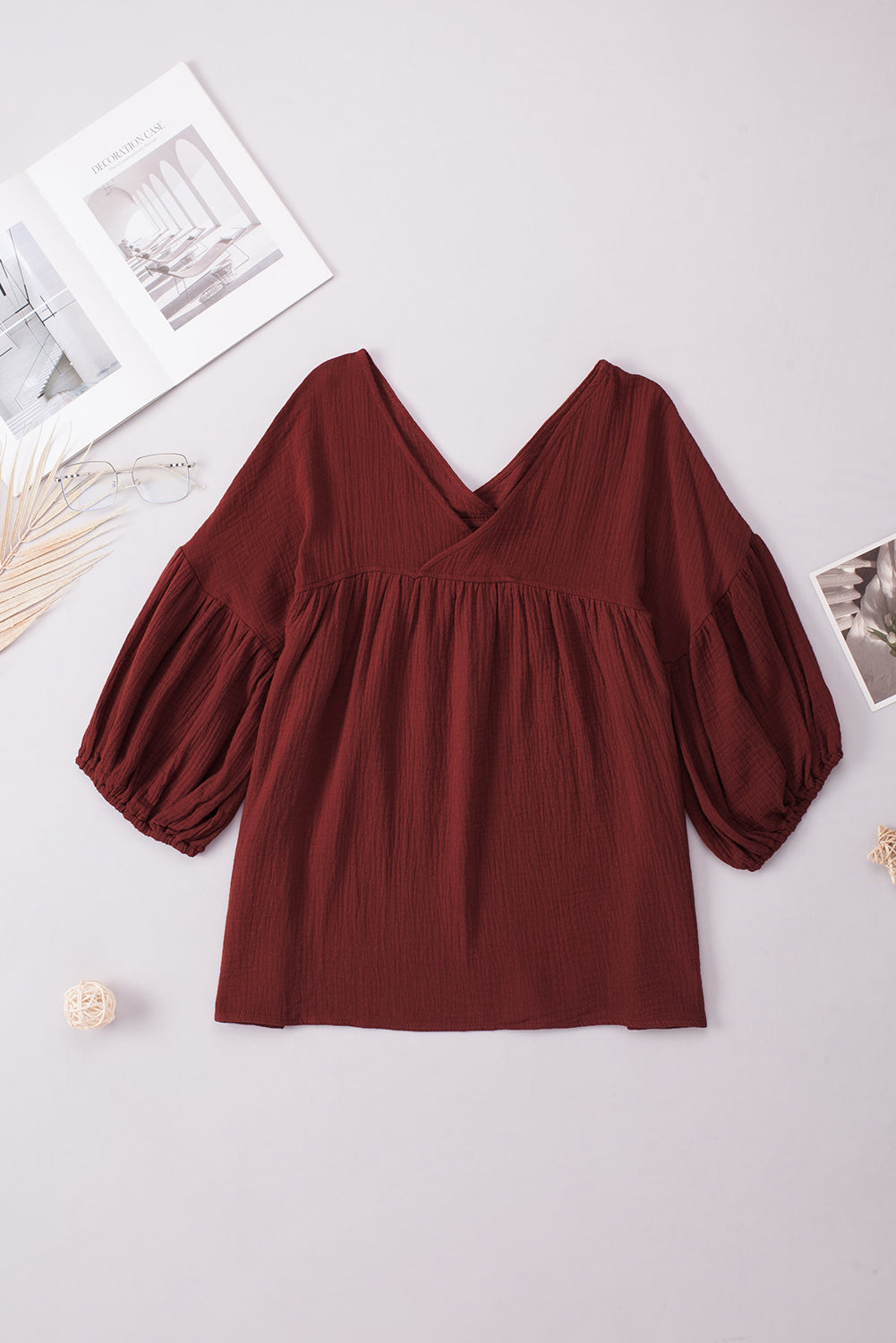 Dropped Shoulder V-Neck Blouse — view 22