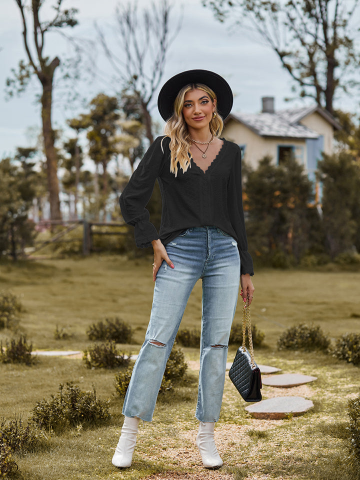 V-Neck Flounce Blouse — view 12