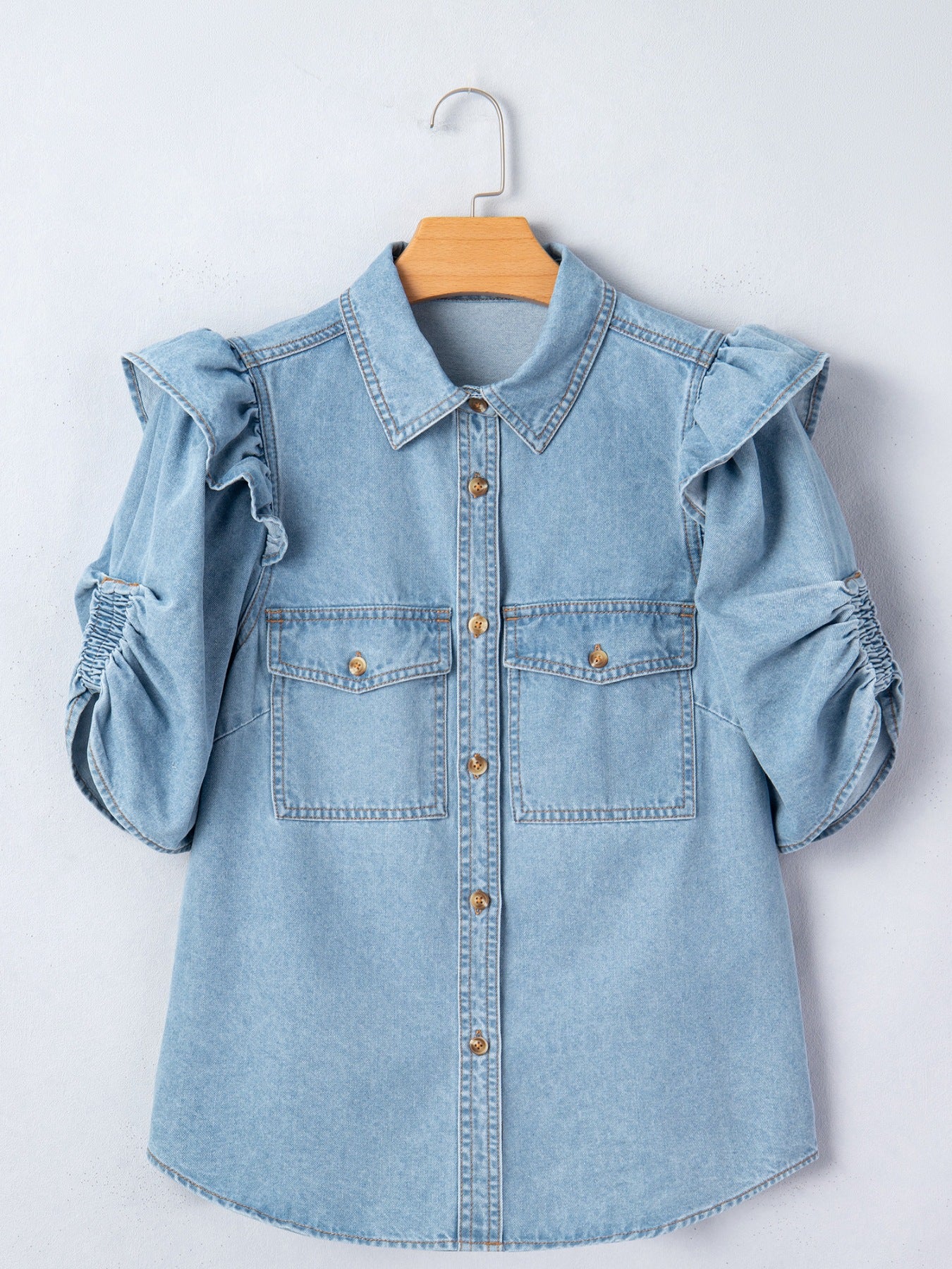 Ruffled Button-Down Shirt — view 4