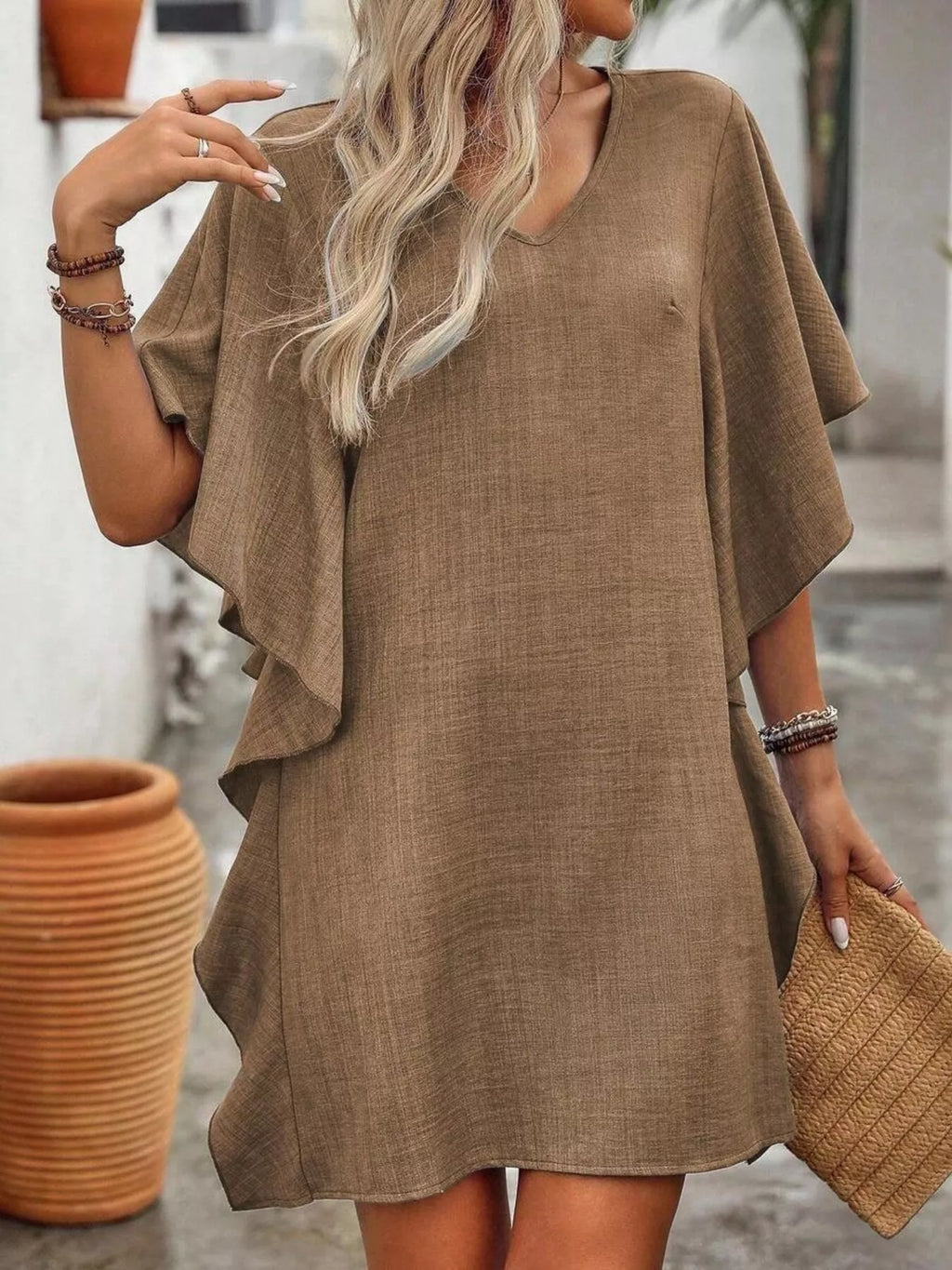 Flutter V-Neck Mini Dress — view 9