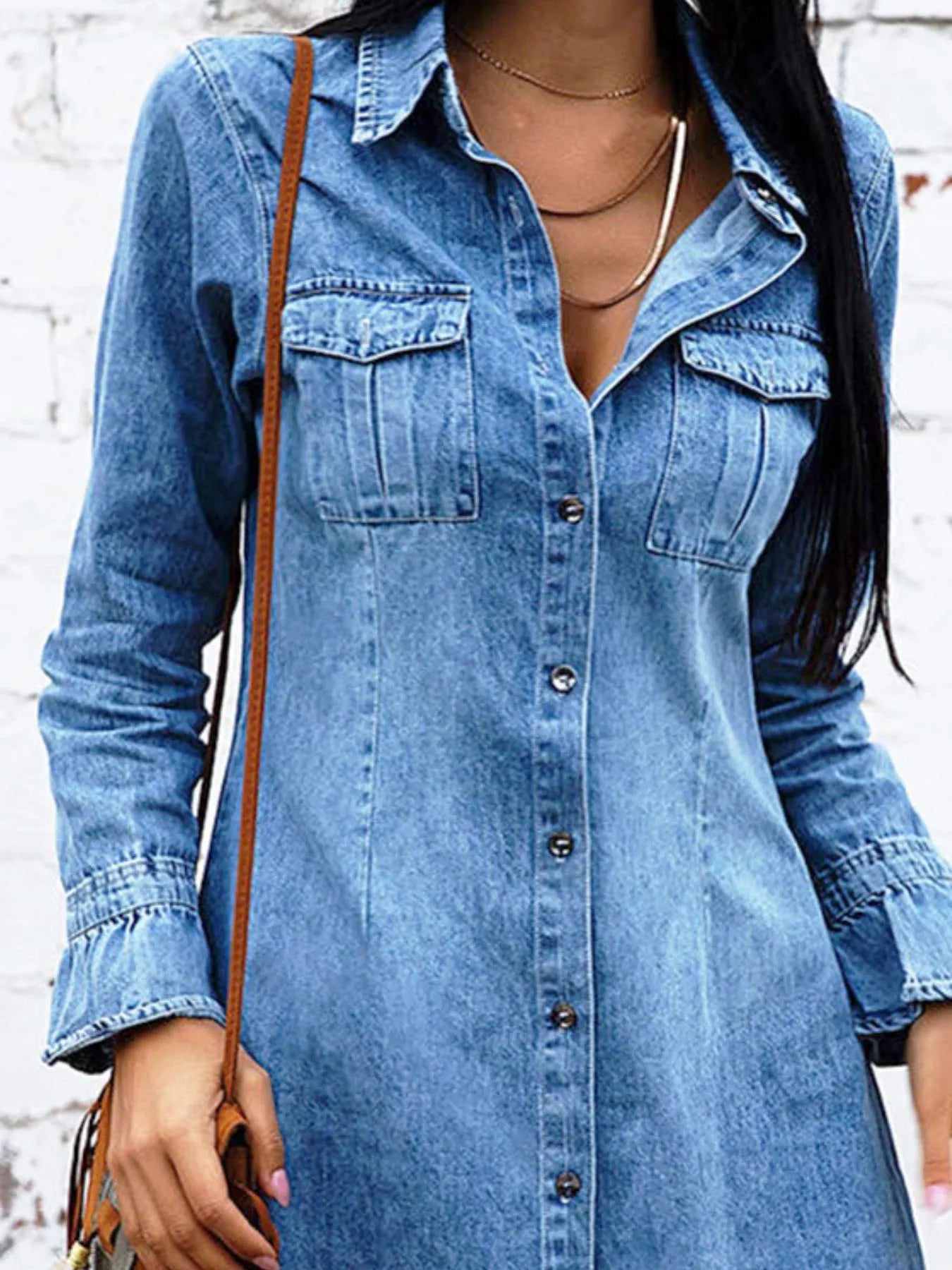 Long Sleeve Denim Dress — view 2