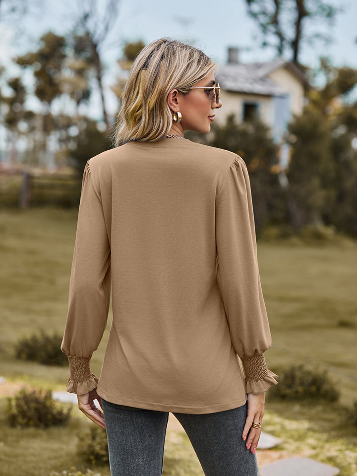 Notched Flounce Sleeve Blouse — view 18