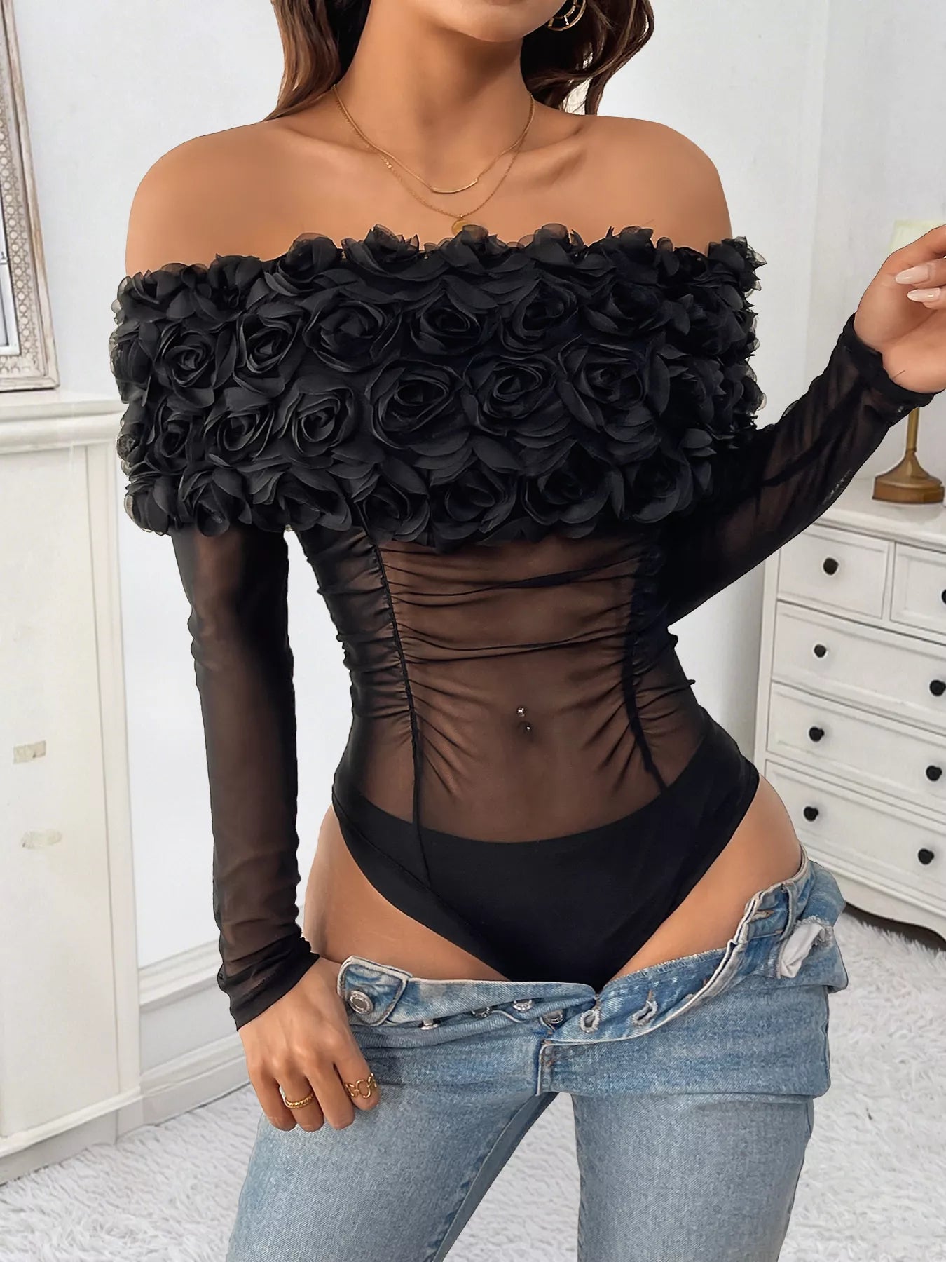 Flower Mesh Bodysuit
