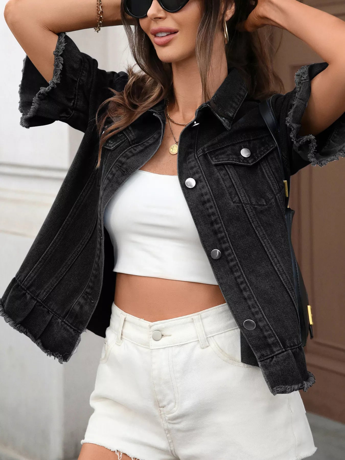 Raw Hem Denim Jacket — view 11