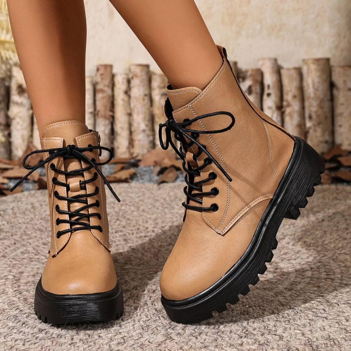 Lace-Up Ankle Combat Boots — view 3