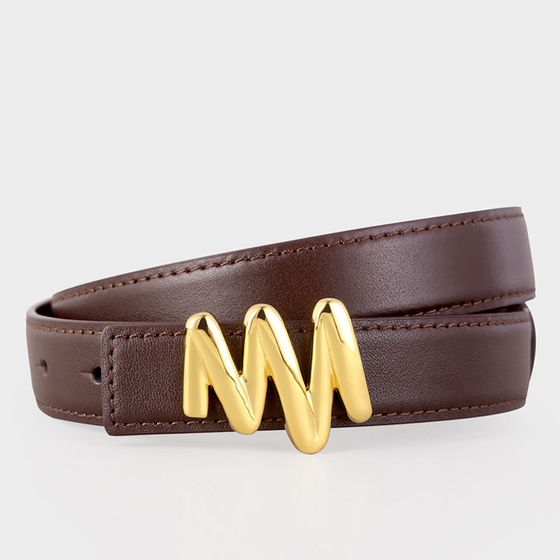 Gold Buckle Leather Belt — view 5