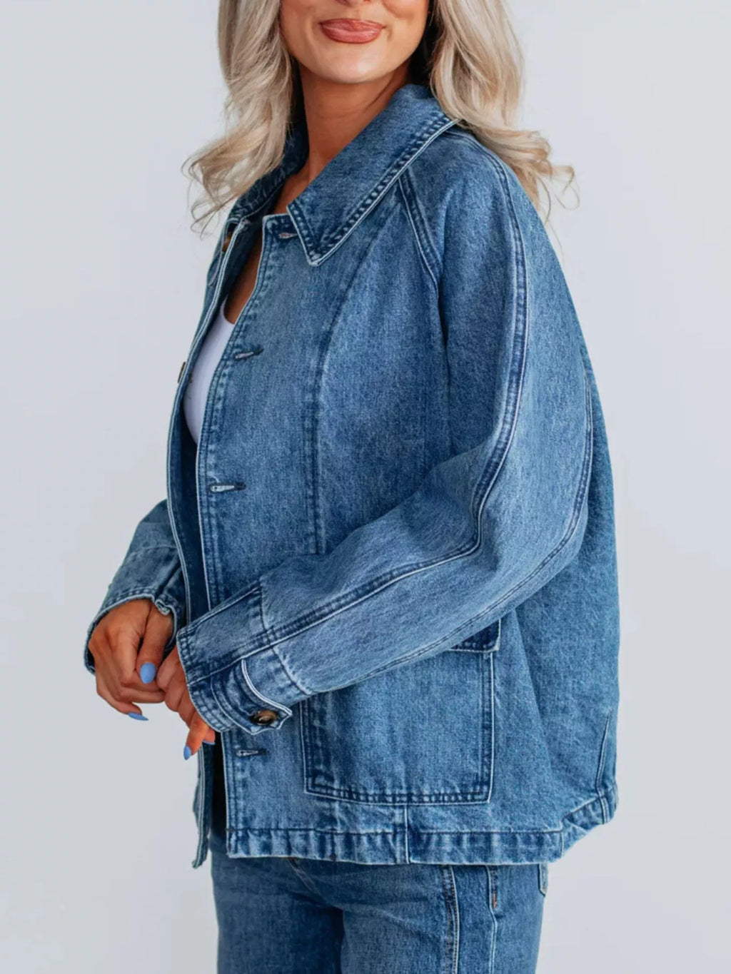 Raglan Sleeve Denim Jacket — view 2