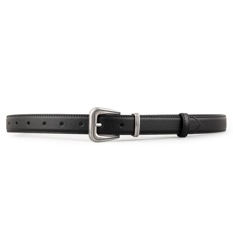 Silver Buckle Leather Belt — view 3