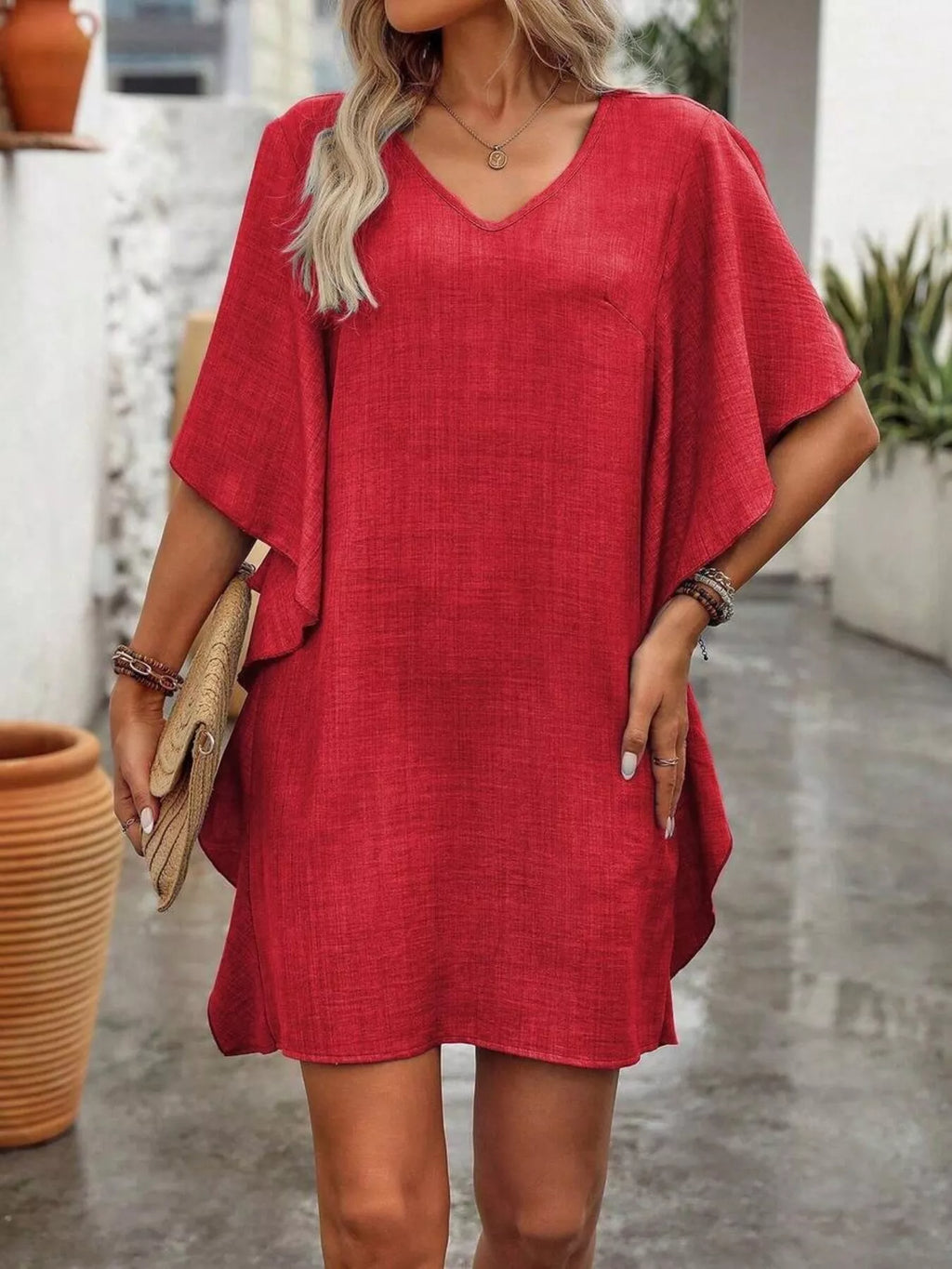 Flutter V-Neck Mini Dress — view 12