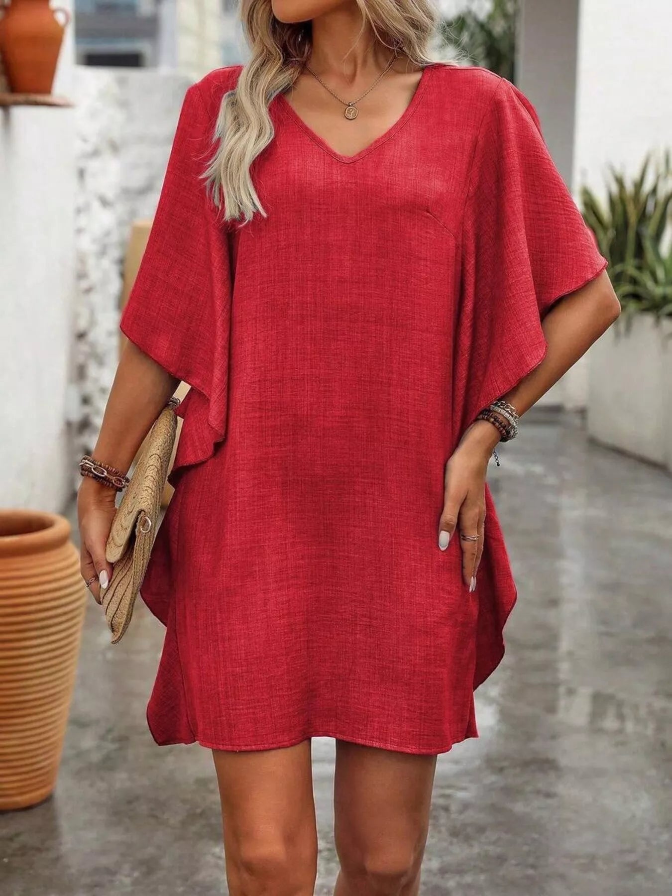 Flutter V-Neck Mini Dress — view 12