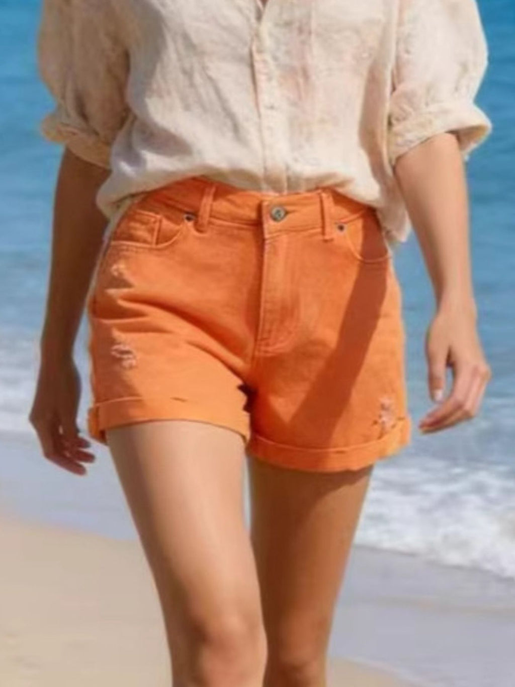 Ripped High-Waist Shorts — view 8