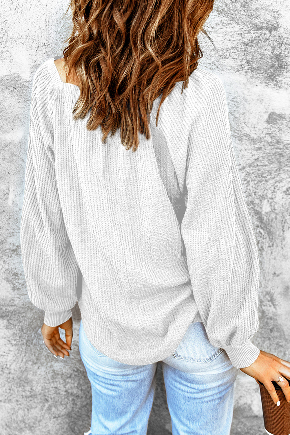 Waffle-Knit Square Neck Top — view 6