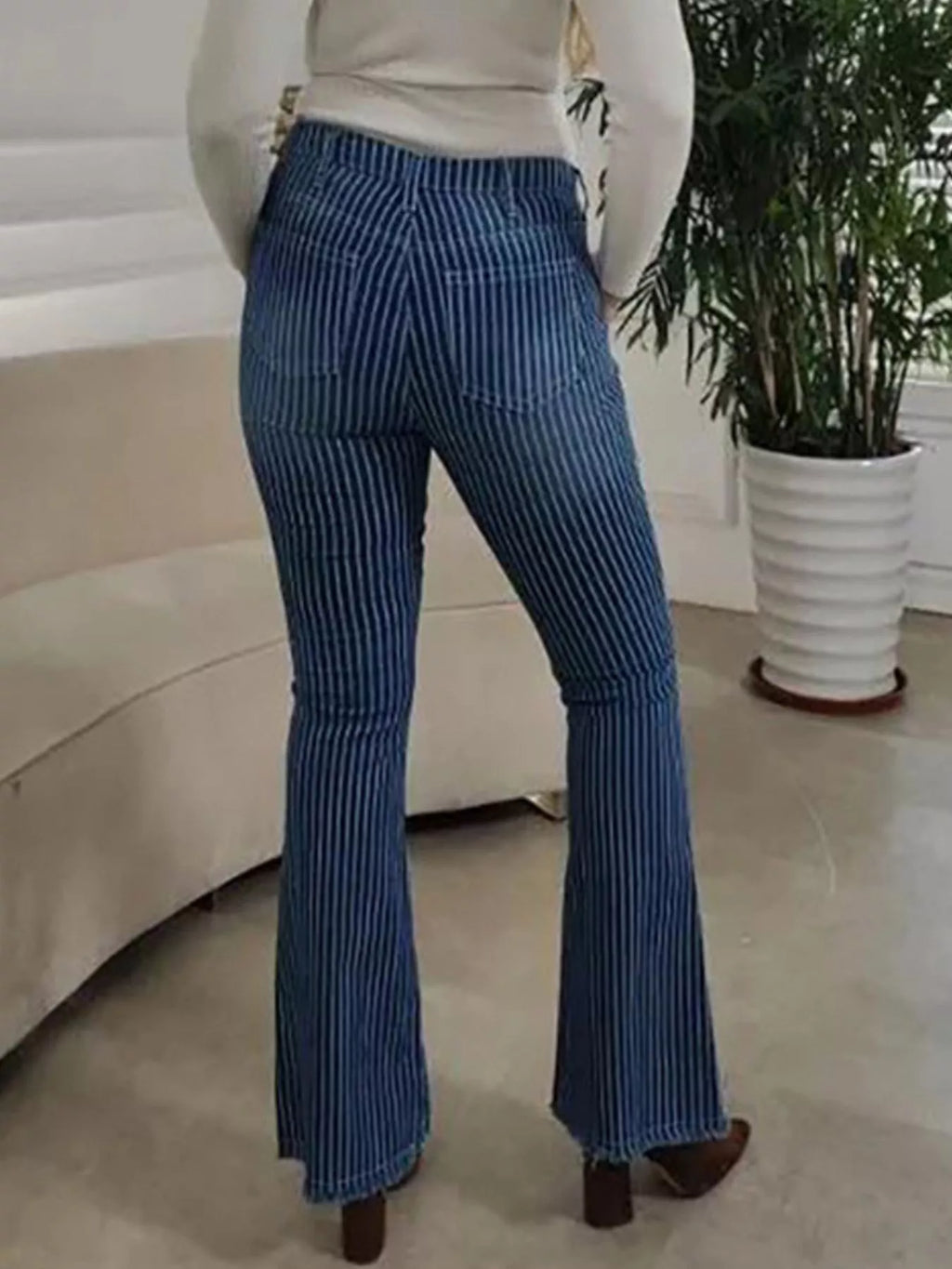 Striped Button Fly Jeans — view 6