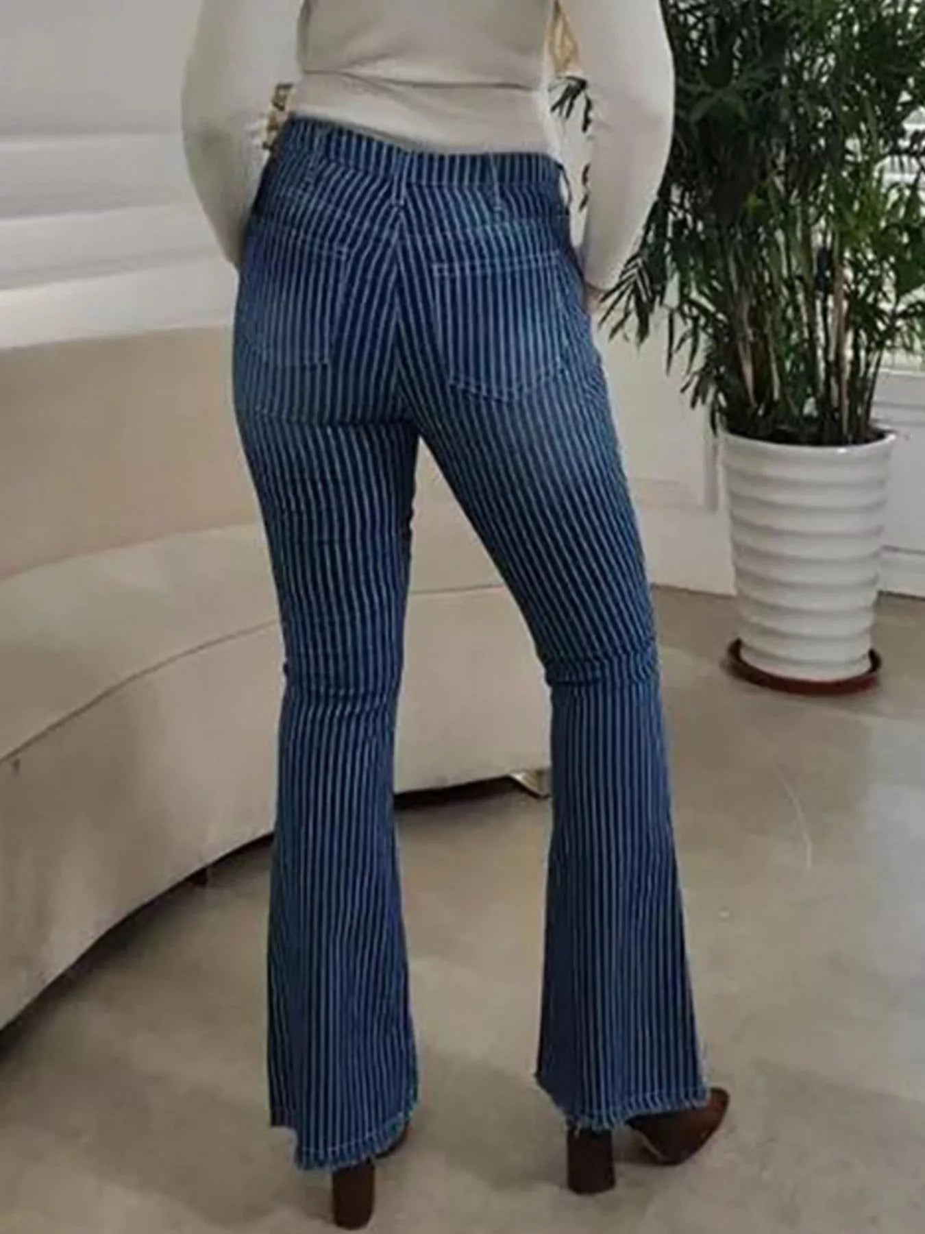 Striped Button Fly Jeans — view 6