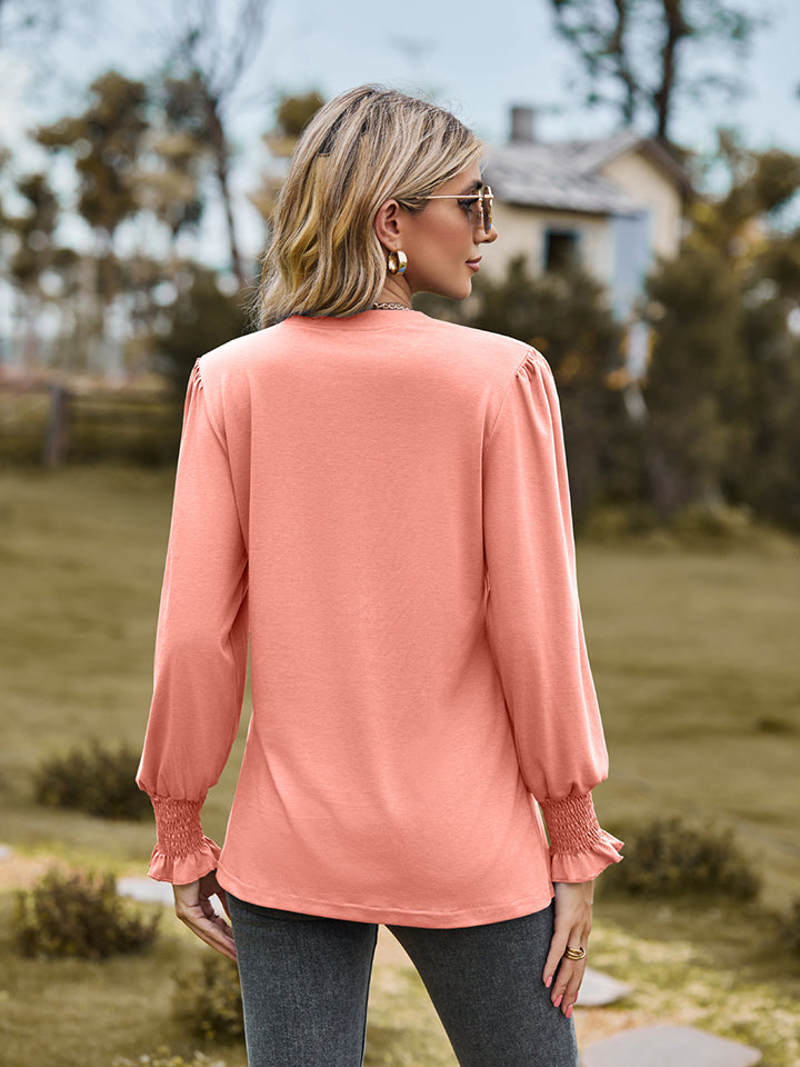 Notched Flounce Sleeve Blouse — view 9