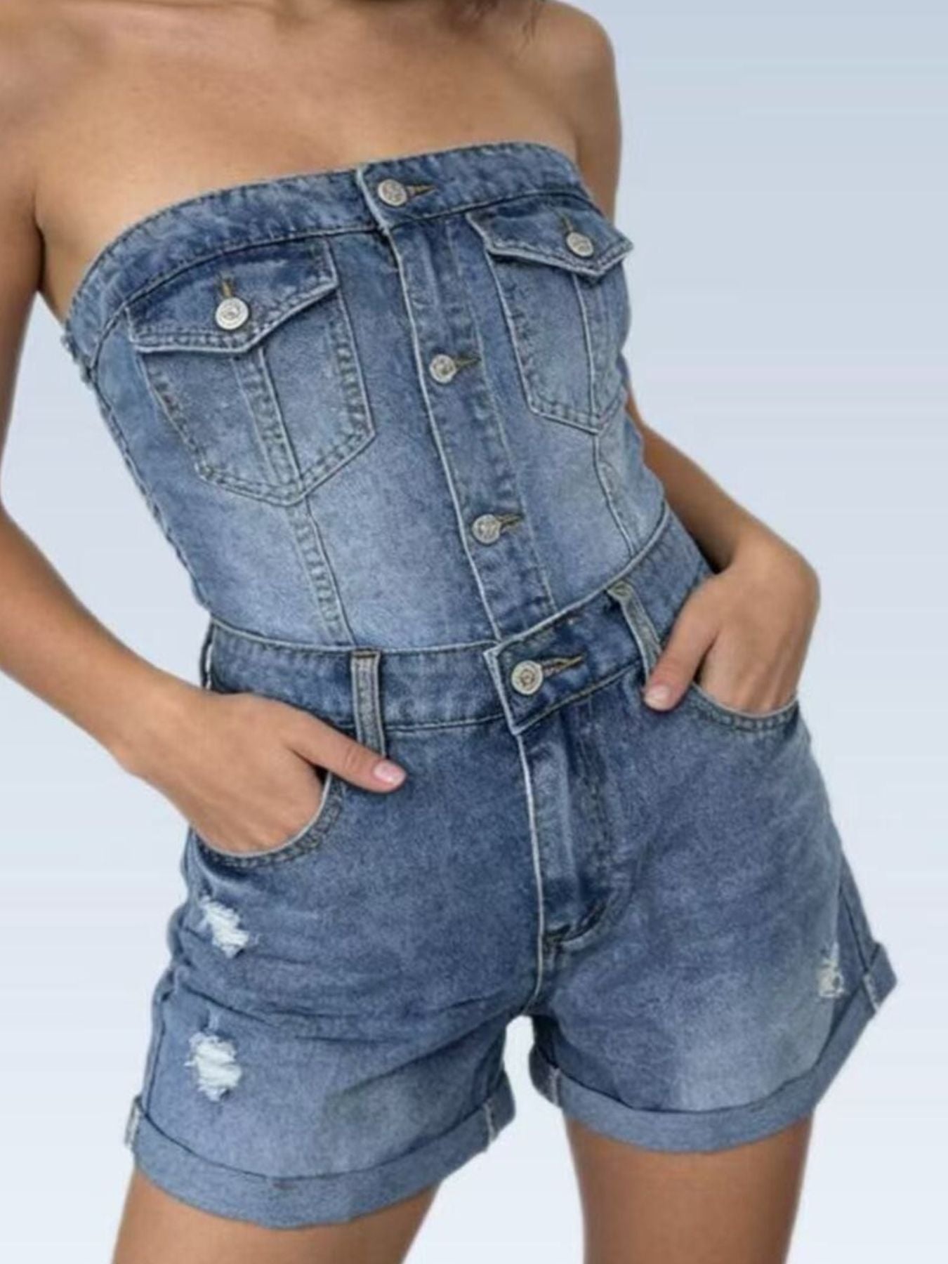 Ripped High-Waist Shorts — view 4