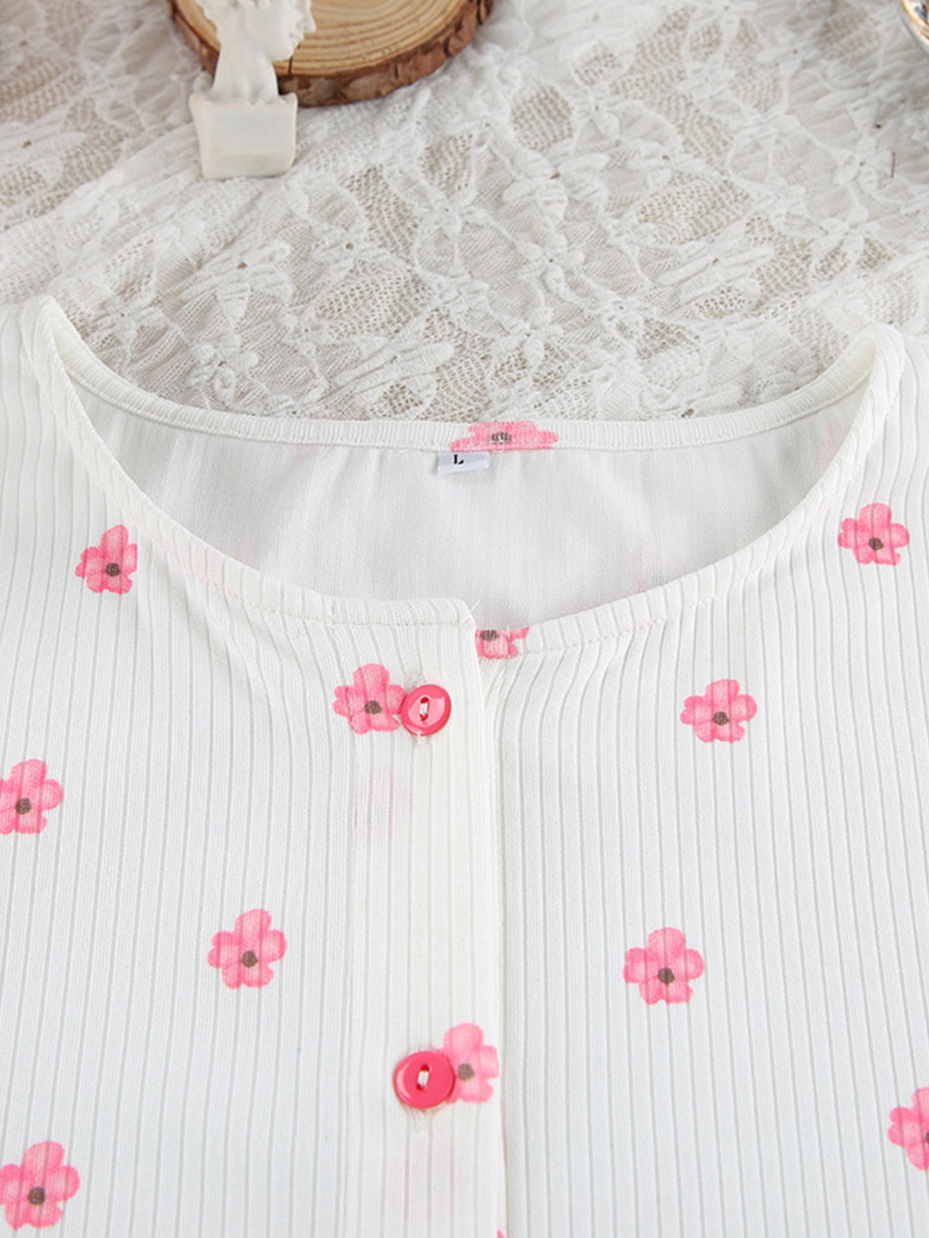Floral Ribbed Top & Shorts Set — view 6