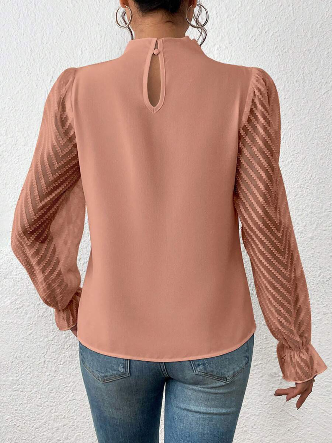 Mock Neck Flounce Blouse — view 12