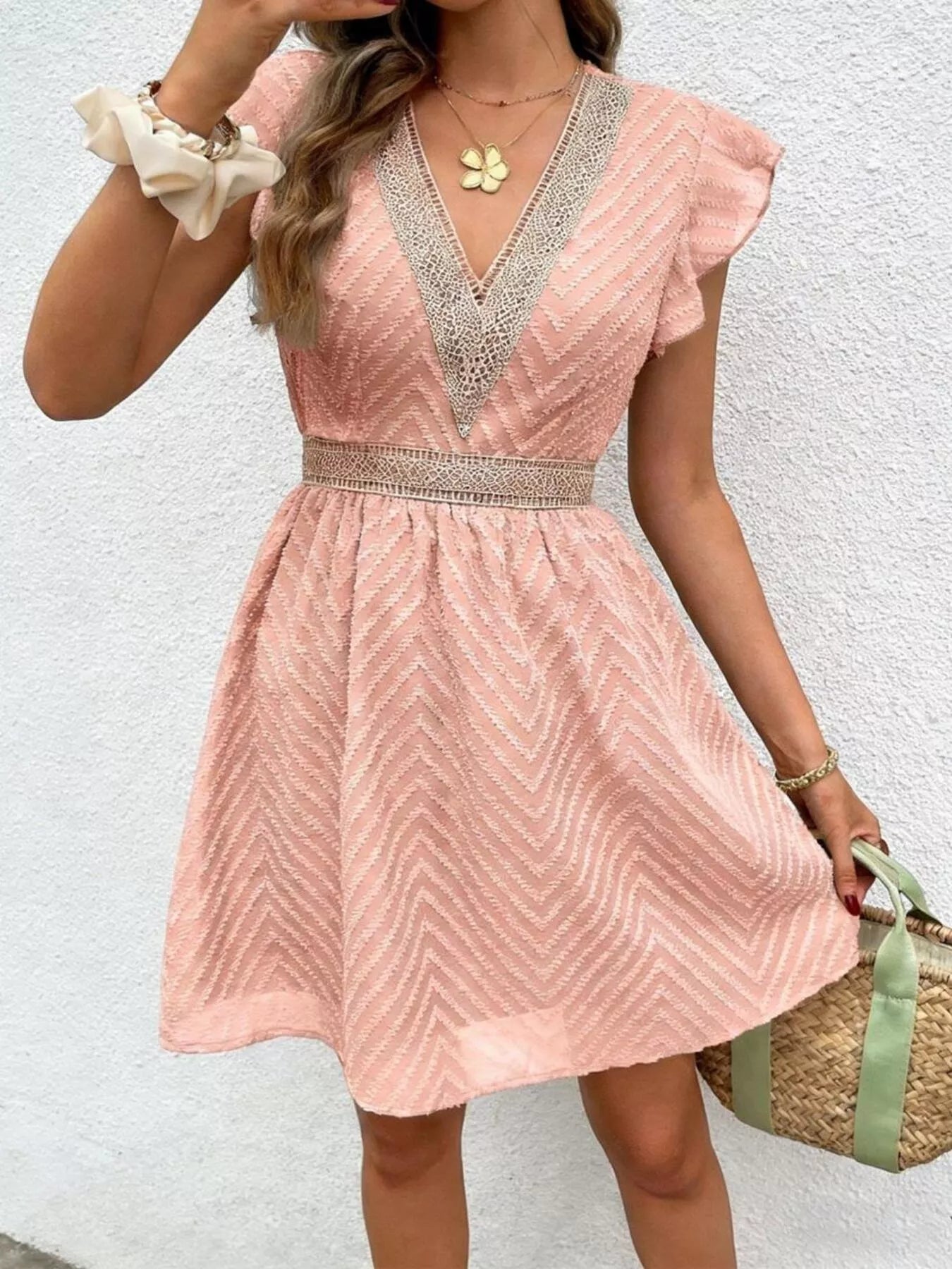 V-Neck Ruffle Mini Dress — view 4