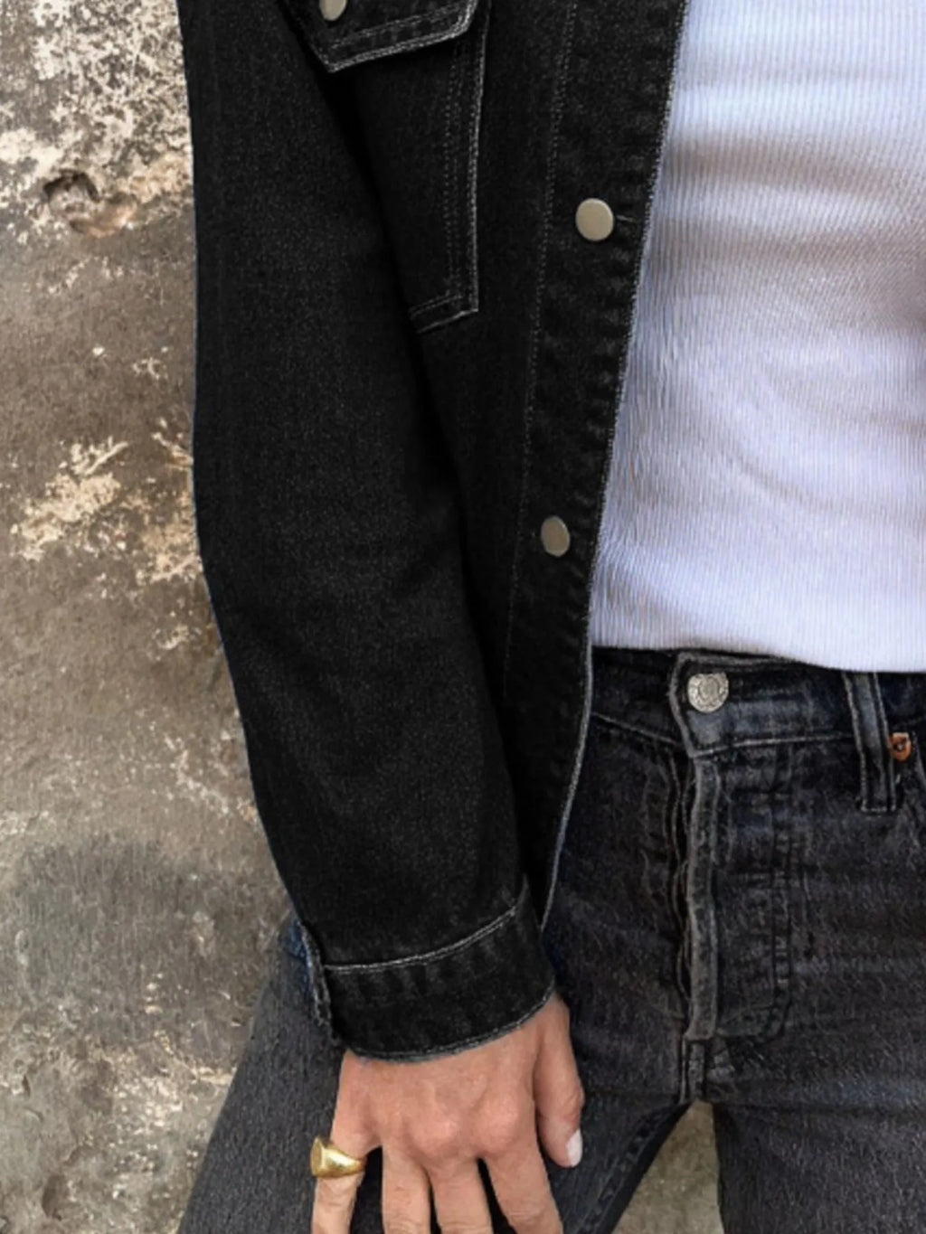 Button-Up Denim Jacket — view 6