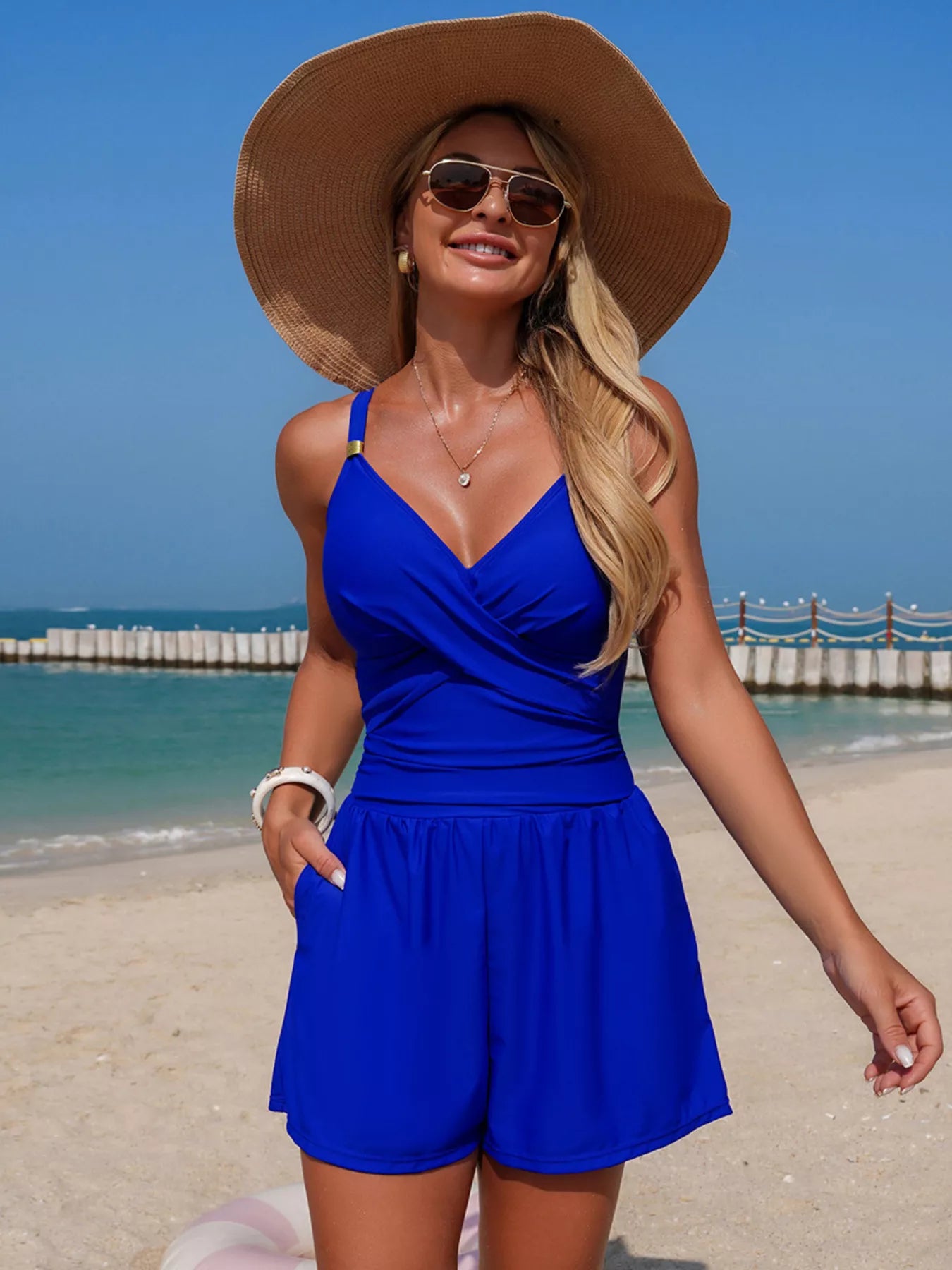 V-Neck Spaghetti Strap One-Piece — view 11