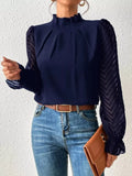 Mock Neck Flounce Blouse