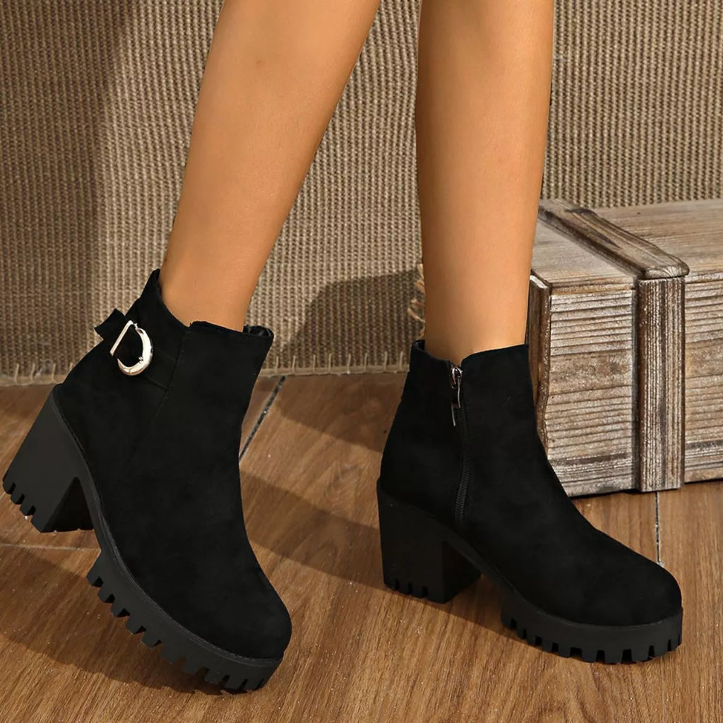 Round Toe Block Heels Boots — view 2