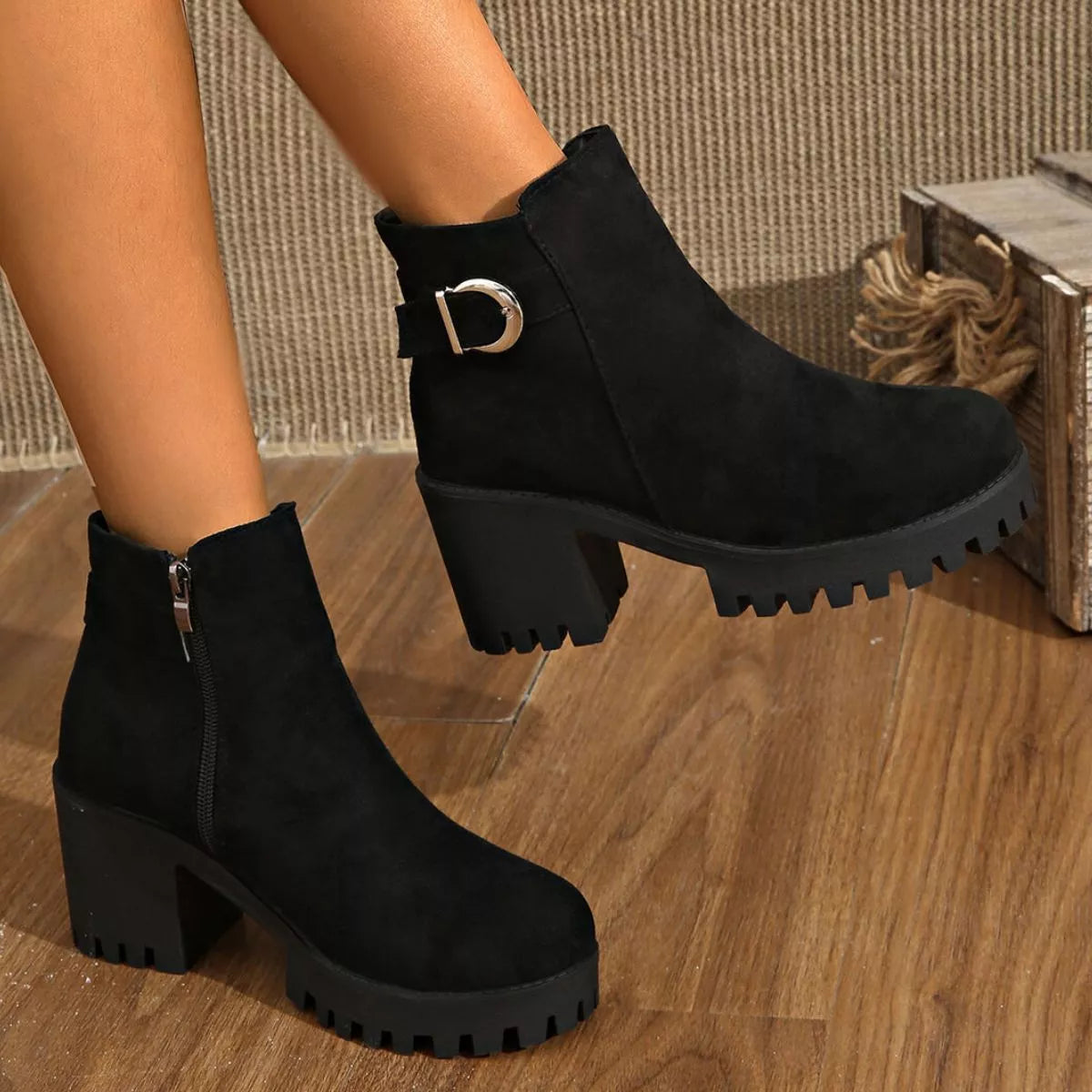 Round Toe Block Heels Boots — view 5
