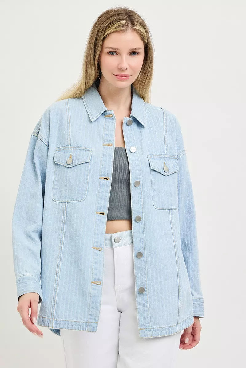 RISEN Stripe Denim Shaket — view 3