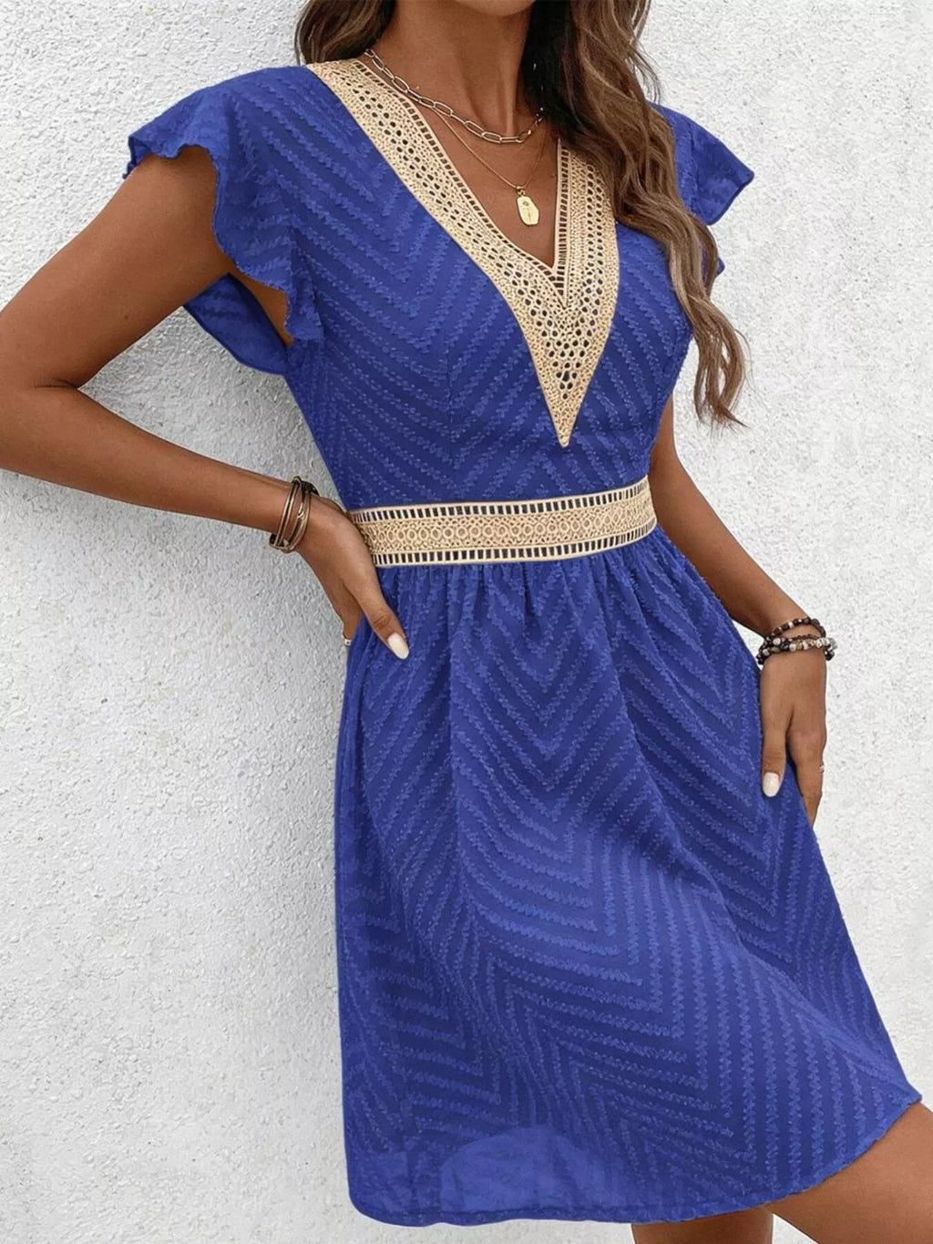 V-Neck Ruffle Mini Dress — view 7