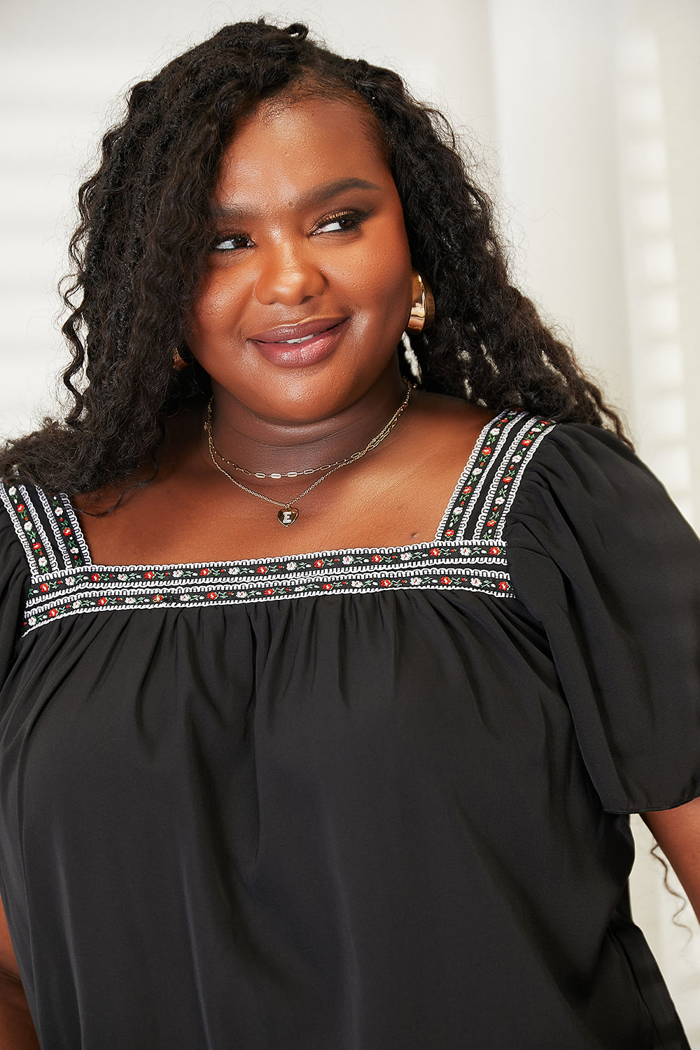Contrast Square Neck Blouse — view 8