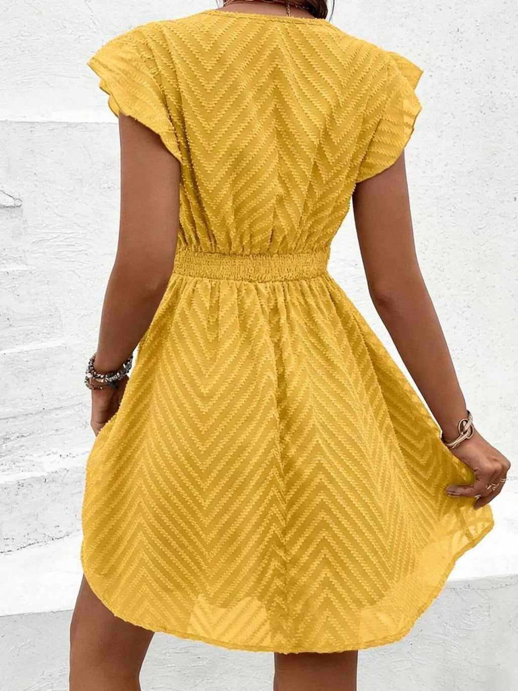 V-Neck Ruffle Mini Dress — view 15