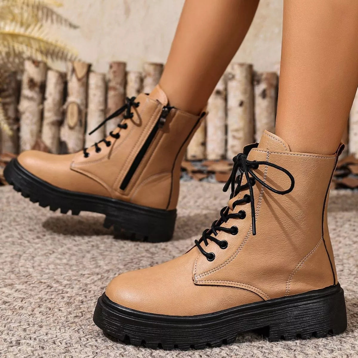 Round Toe Block Heels Boots — view 19