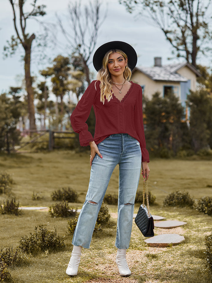 V-Neck Flounce Blouse — view 15