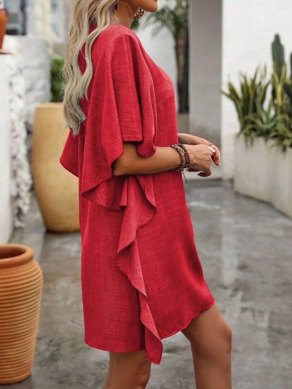 Flutter V-Neck Mini Dress — view 13