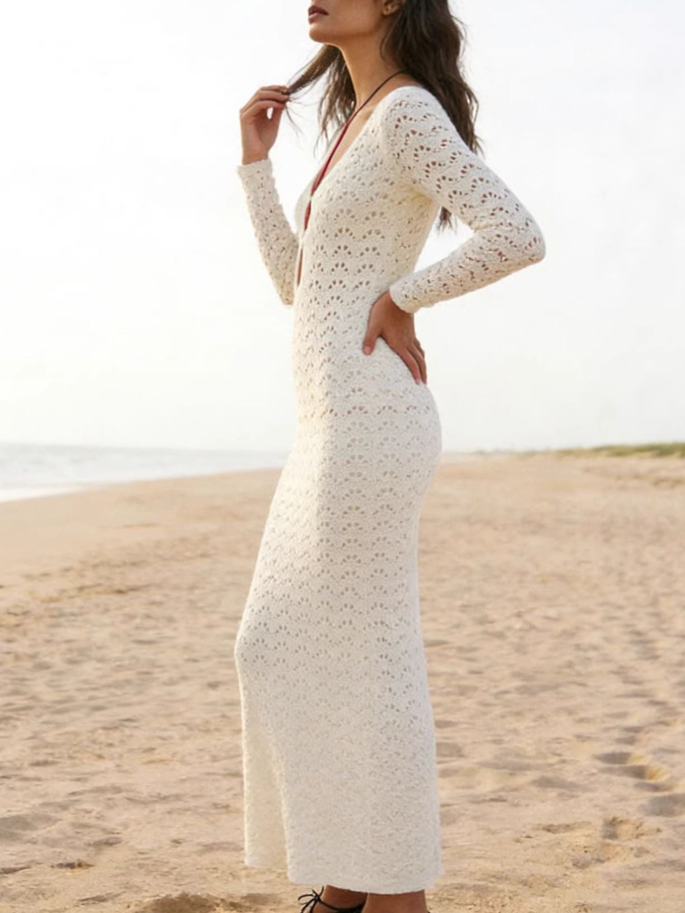 Crochet Knit Cover-Up Dress — view 3