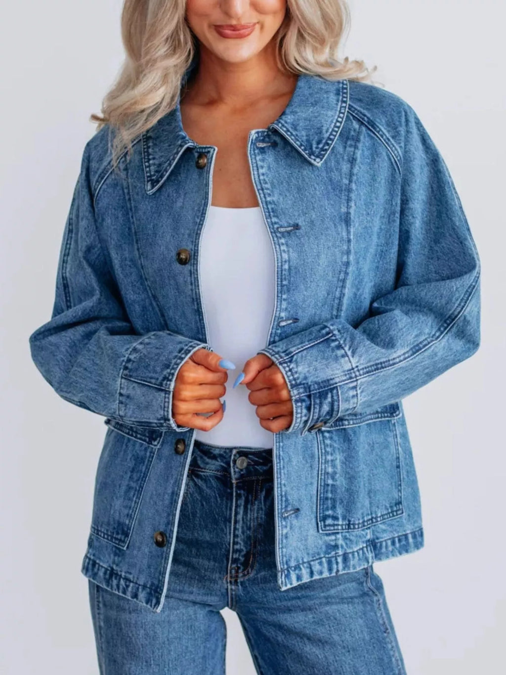 Raglan Sleeve Denim Jacket — view 3