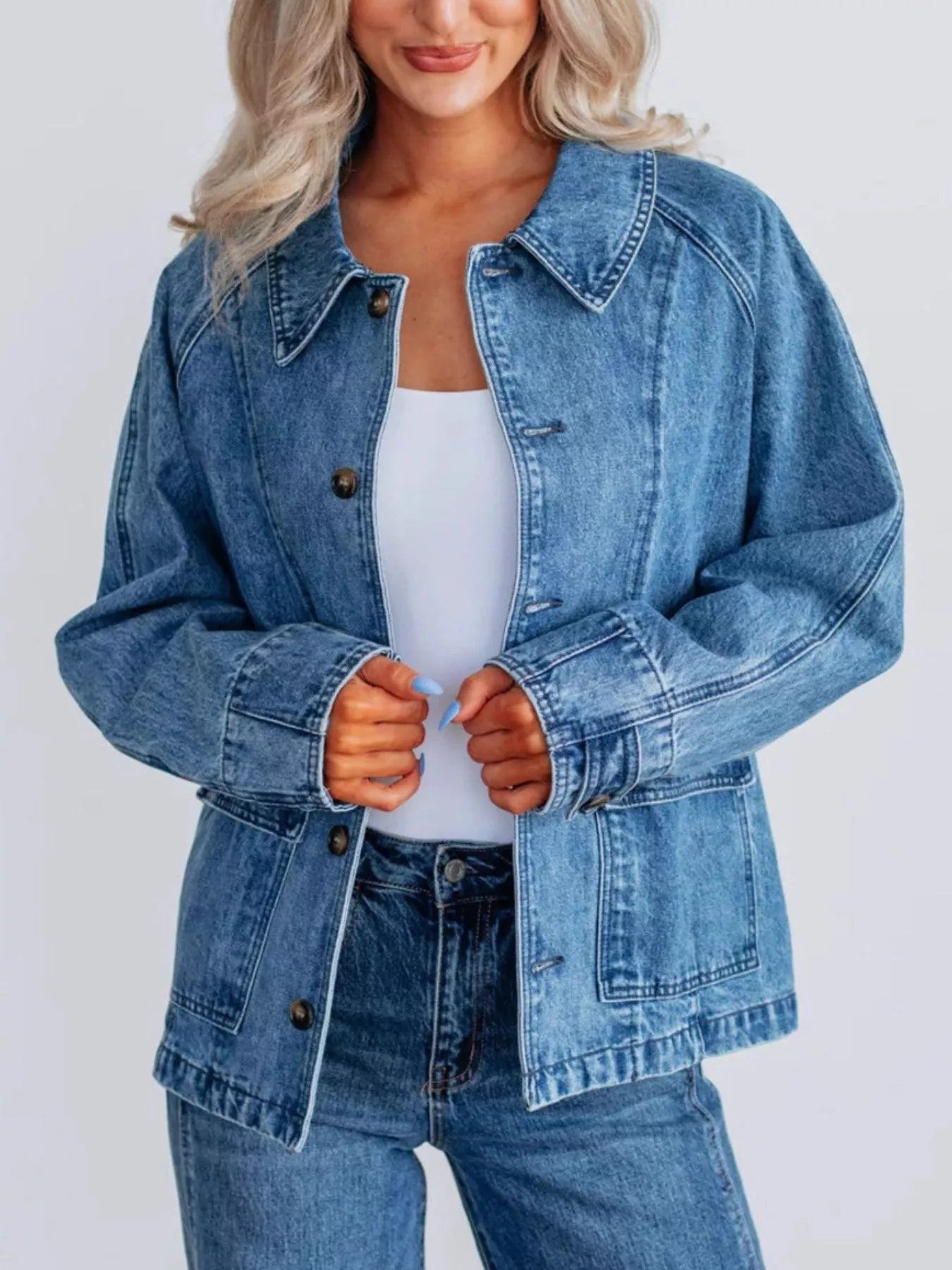Raglan Sleeve Denim Jacket — view 3