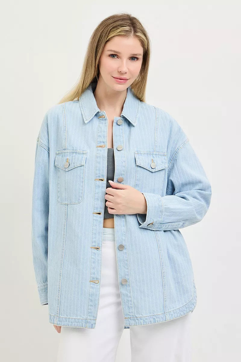 RISEN Stripe Denim Shaket — view 2