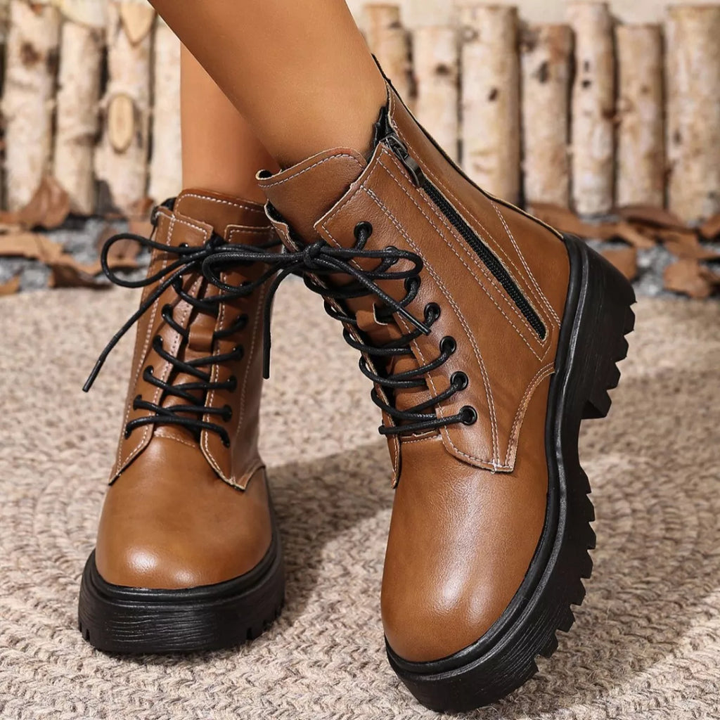 Lace-Up Ankle Combat Boots — view 17