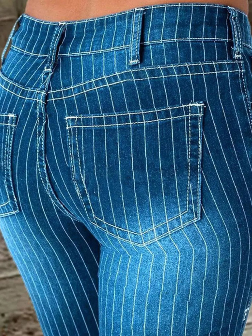 Striped Button Fly Jeans — view 4